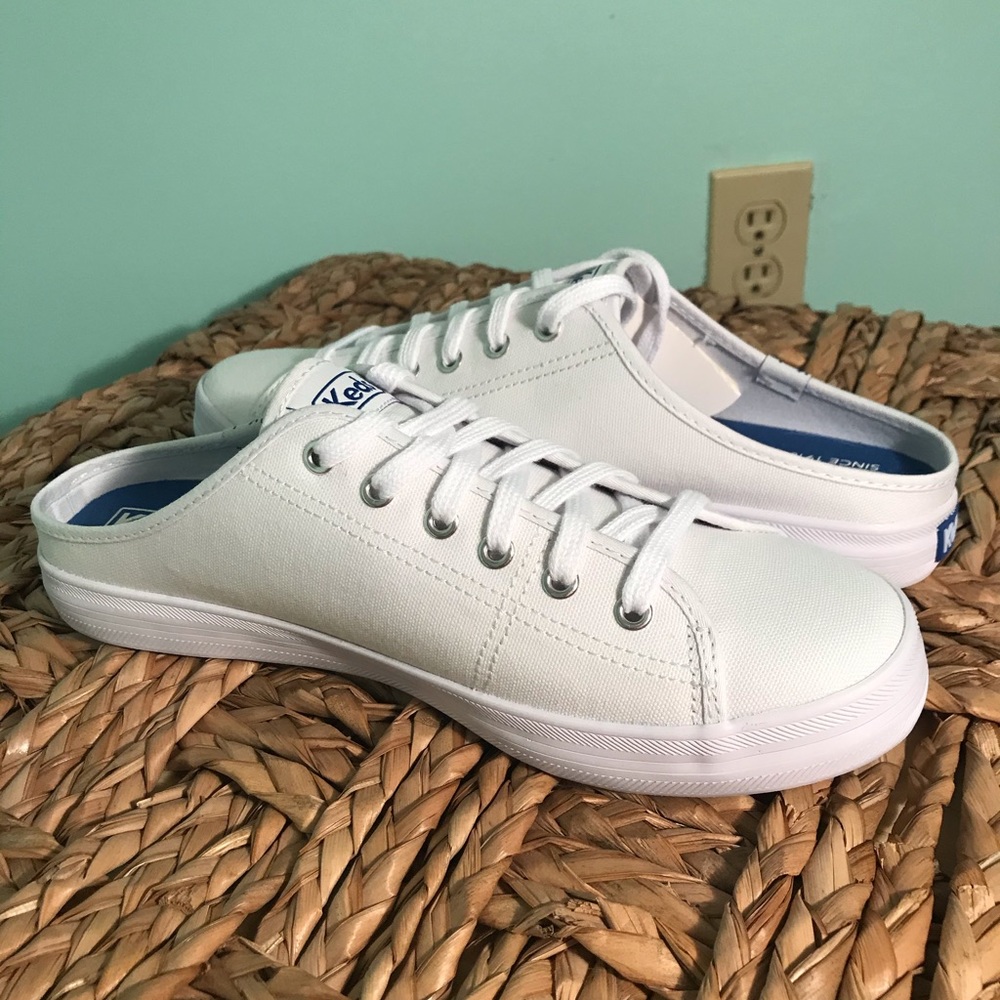 White Kickstart Mule Canvas Keds